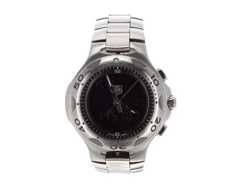 Tag Heuer Kirium digital stainless steel gentleman's bracelet watch, ref. CL111A-0, black digital dial, rotating bezel, quart