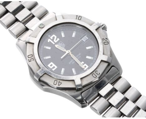 Tag Heuer 2000 Exclusive Professional 200m stainless steel gentleman's bracelet watch, ref. WN1110, black dial, rotating beze