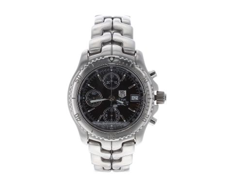 Tag Heuer Link Chronograph 200m automatic stainless steel gentleman's bracelet watch, ref. CT2111, circular black dial with b