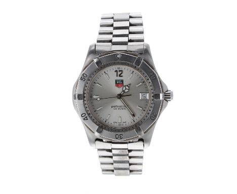Tag Heuer 2000 Series Professional 200m stainless steel gentleman's bracelet watch, ref. WK1112-1, circular silvered dial, ro
