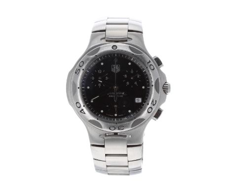 Tag Heuer Kirium Professional 200m Chronograph stainless steel gentleman's bracelet watch, ref. CL1110, circular black dial, 