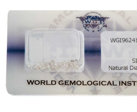 **PARCEL OF UNMOUNTED DIAMONDS,round brilliant cut, totalling approximately 1.23 carats, colour J - K, clarity SI1 - SI2, wit