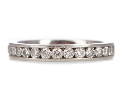 DIAMOND HALF ETERNITY RING,set with round brilliant cut diamonds totalling approximately 0.50 carats, in platinum, size K, 4.