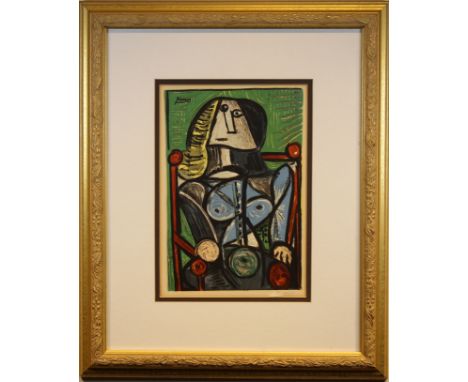 Picasso, Pencil Signed Figural Abstract Lithograph. Pencil signed lower right. Has not been examined out of the frame. Sight 