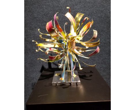 Dorothy Gillespie (1920 - 2012) Metal Sculpture. Sharpie signed on base and bottom leg. Enamel on Aluminum. Dorothy Gillespie