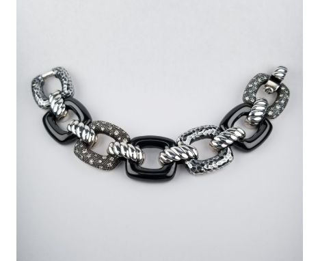 David Yurman pulls out all the stops in this Midnight Melange Link Bracelet. It's made of squared links in hammered and black