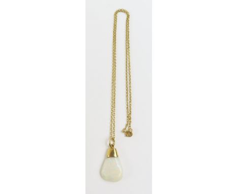A free form white opal pendant, 2.7cm long including hanging loop, the mount tests as approximately 9ct gold; together with a