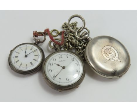 A Zenith 'Grand Prix Paris 1900' full hunter pocket watch, the case marked '0.875' with an open link watch chain; an A W Walt