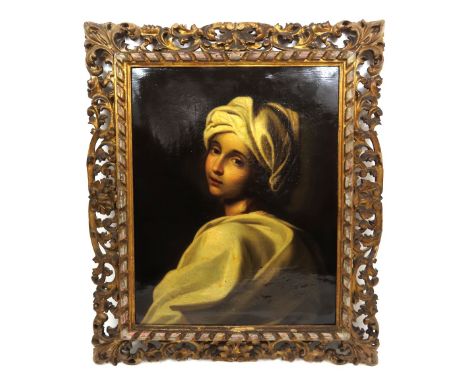 ACHILLE LEONARDI (1800 - 1870) AFTER GUIDO RENI (1575 - 1642) Portrait of Beatrix CenciOil on canvas in Victorian gilt gesso 