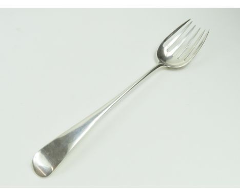 A George III silver runcible spoon/fork, by Peter and Ann Bateman, London, 1792, 27cm long, 3 Troy oz