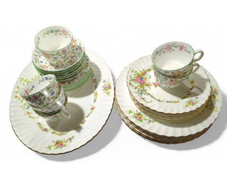 A Mintons Haddon Hall pattern part tea service together with Mintons Lorraine pattern dinner ware