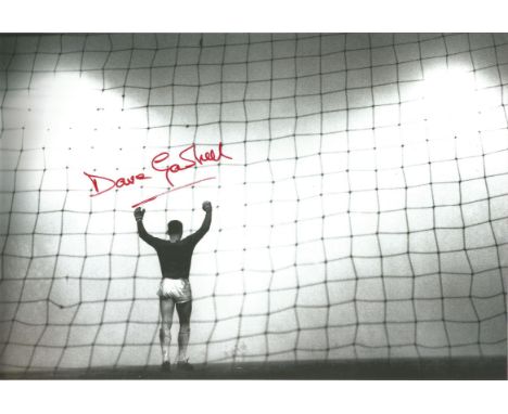Autographed 12 X 8 Photo, Dave Gaskell, A Superb Image Depicting The Manchester United Goalkeeper Punching The Air With Delig
