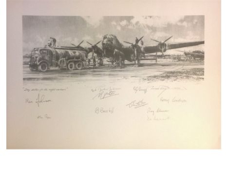 World War Two 17x20 pencil print Titled Day Duties for the Night Workers limited edition 102/200 signed in pencil by the arti