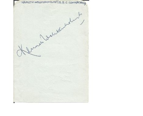 Kenneth Wolstenholme 1966 World Cup Final Commentator Signed Album Page. Good Condition. All signed pieces come with a Certif