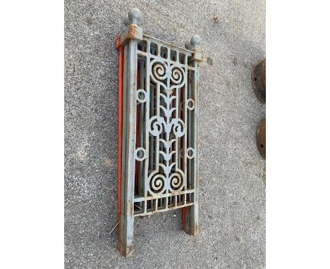 VINTAGE RAILING SECTIONS (PAINTED GREY/RED), EACH APPROX 41CM X 101CM