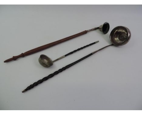 Georgian Toddy Ladle with Anna Del Gratia Coin Together with Other Ladle and Candle Snuffer 