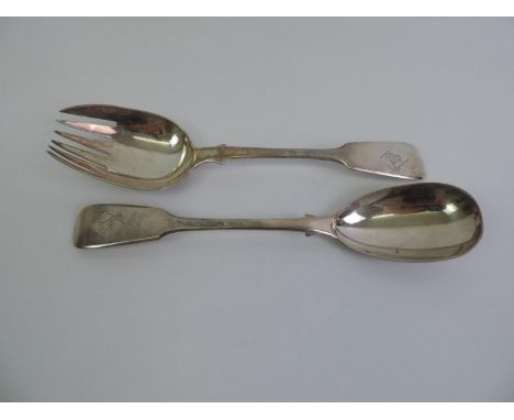 Set of Georgian Silver Salad Servers - London 1834 A B Savory &amp; Sons - 23.5cm Long - 221gms 