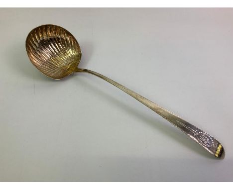 Irish Silver Ladle with Bright Cut Decoration - Dublin 1786 Michael Keating - 35cm Long - 150gms 