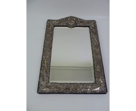 Bevel Edged Mirror in Silver Mounted Frame - 53cm High x 35cm Wide 