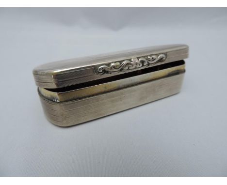 Silver Box with Gilt Interior - Birmingham 1876 Robert Thornton - 105gms - 8.5cm Long 