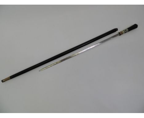 Indian Sword Stick with Brass and Bone Mounts, Lion Mask Detail to Handle - 90cm Long 