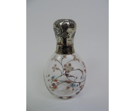 Scent Bottle Hand Painted in Coloured Enamels and Outlined in Gilt by Emile Galle - Signed to Base with Sampson and Mordon - 