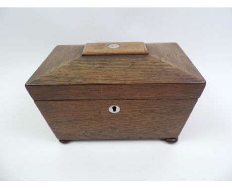 Victorian Mahogany Tea Caddy on Bun Feet - 22cm Wide 