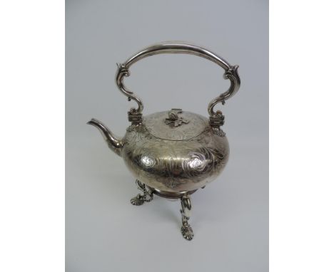 Silver Plated Spirit Kettle with Burner 