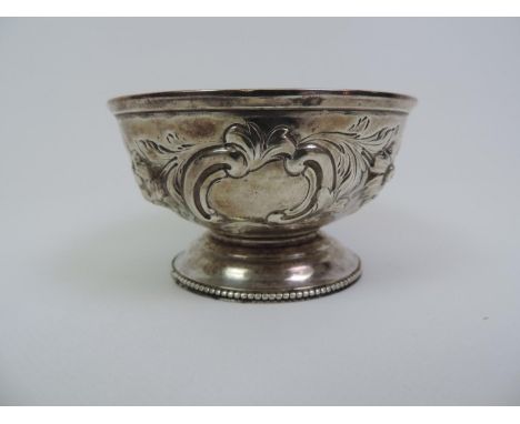 Silver Bowl with Embossed Floral Decoration - London 1810 - 78gms - 8.5cm Diameter 