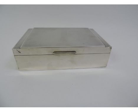 Silver Cigarette Box with Engine Turned Decoration - Chester 1937 - 17cm Across - Total Weight 593gms