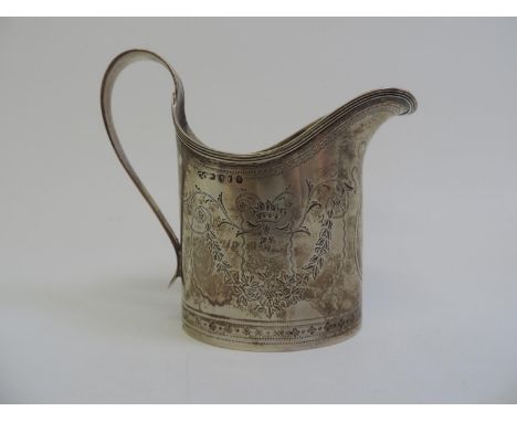 Georgian Silver Cream Jug with Engraved Decoration - 150gms 