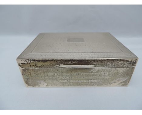 Silver Cigarette Box with Inscription for Shopfitters (Lancashire) Ltd 