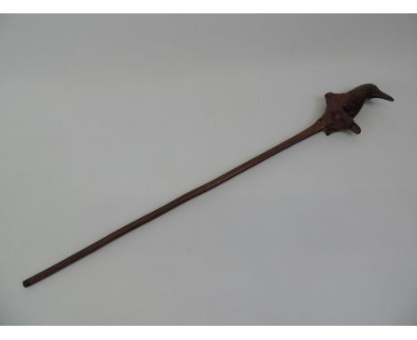 Carved Animal Head Walking Stick - 94cm 