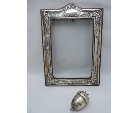 Silver Mounted Photo Frame and Silver Rattle in the Form of an Acorn 