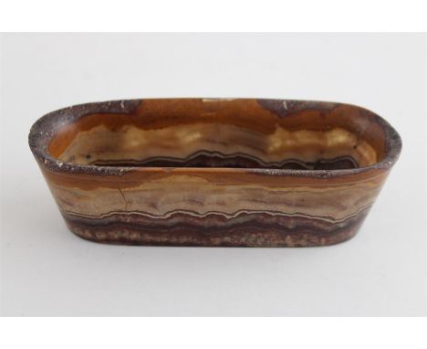 An 18th cent&nbsp;agate carved stone desk trough, 14.5cms long x 4cms high&nbsp;