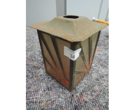 A vintage art deco style glass and metal light shade