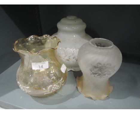 A selection of vintage glass light shades