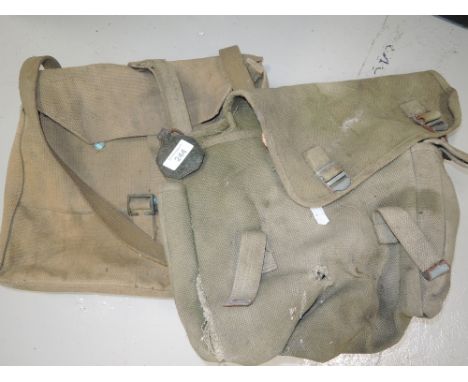 A pair of vintage military style canvas bags