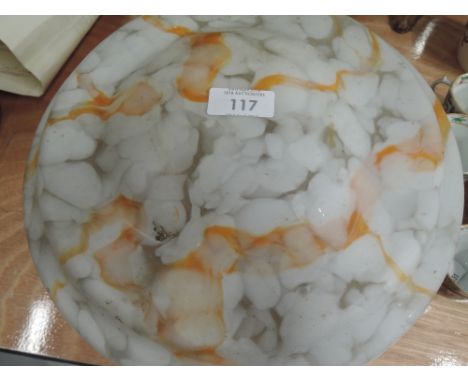 A vintage mottle marbled effect ceiling light shade or fly catcher