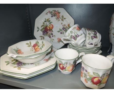 A selection of ceramics by Johnson Bros tea cups saucers and plates