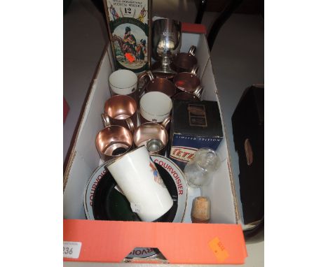 A selection of vintage ceramics and brass mug collection
