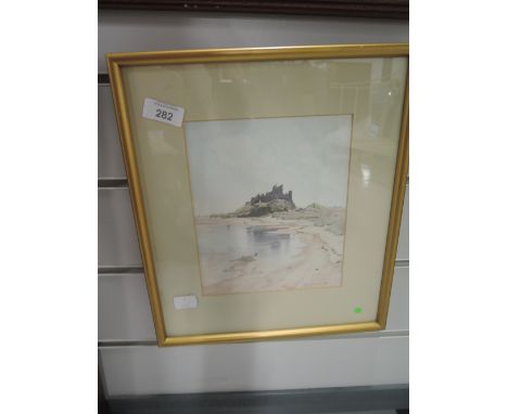 A small print depicting Bamburgh Castle