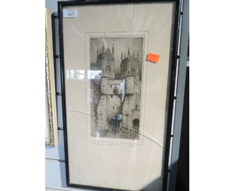 An early monochrome print depicting York Minster