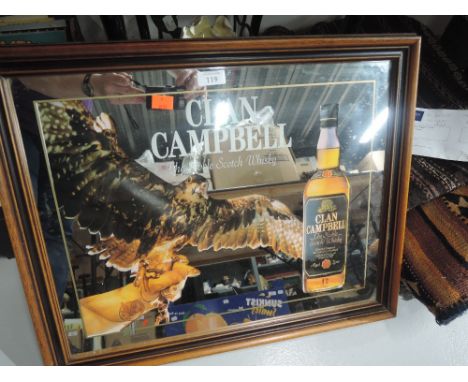 A vintage advertising mirror for Clan Campbell Scotch Whisky