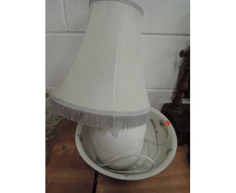 A modern ceramic table light with transfer print and matching bowl