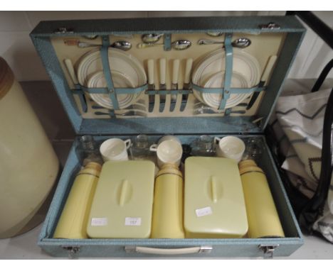 A vintage picnic hamper 1930's style complete set