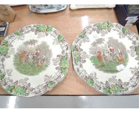 A pair of vintage ceramic cabinet display plates by Copeland Spode