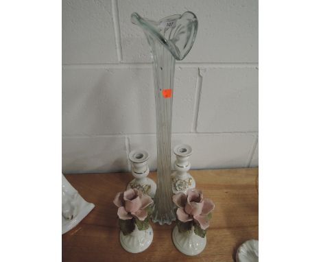 A selection of ceramic candle sticks