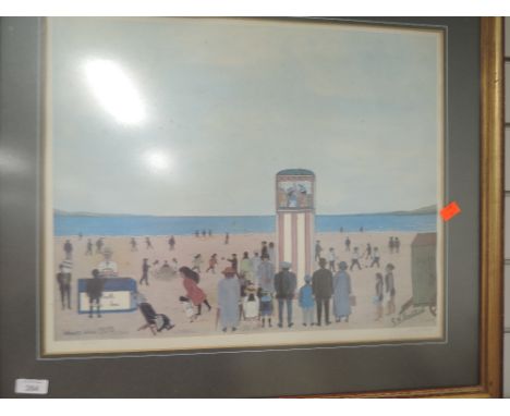 A  vintage limited run print after G W Smethurst 22/700 depicting sea side punch and judy show