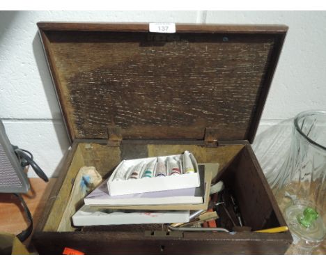 A selection of artist materials and tools